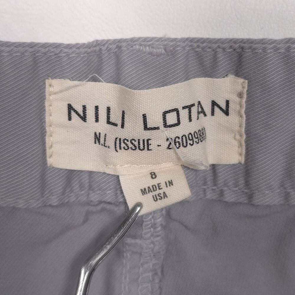 NILI‎ LOTAN East Hampton Pants Size 8 Side Stripe Gray Tribeca Raw Hem USA MADE - Picture 2 of 13